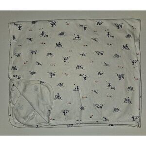 Carter's Cotton Baby Blanket White Blue Pink Girl Dog Bicycle Flowers Bird READ